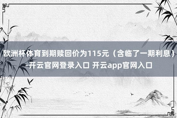 欧洲杯体育到期赎回价为115元（含临了一期利息）-开云官网登录入口 开云app官网入口